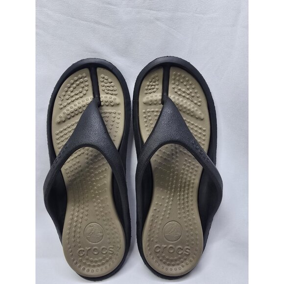 Crocs Unisex Athens Sandal Size 9 Mens/ 11 Womens Black/Beige Thong Flip Flops - Picture 6 of 9